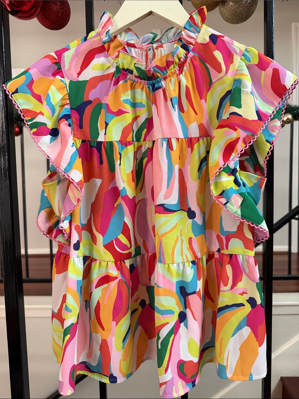 CROSBY by Mollie Burch Multicolor Ruffle Sleeve Blouse
